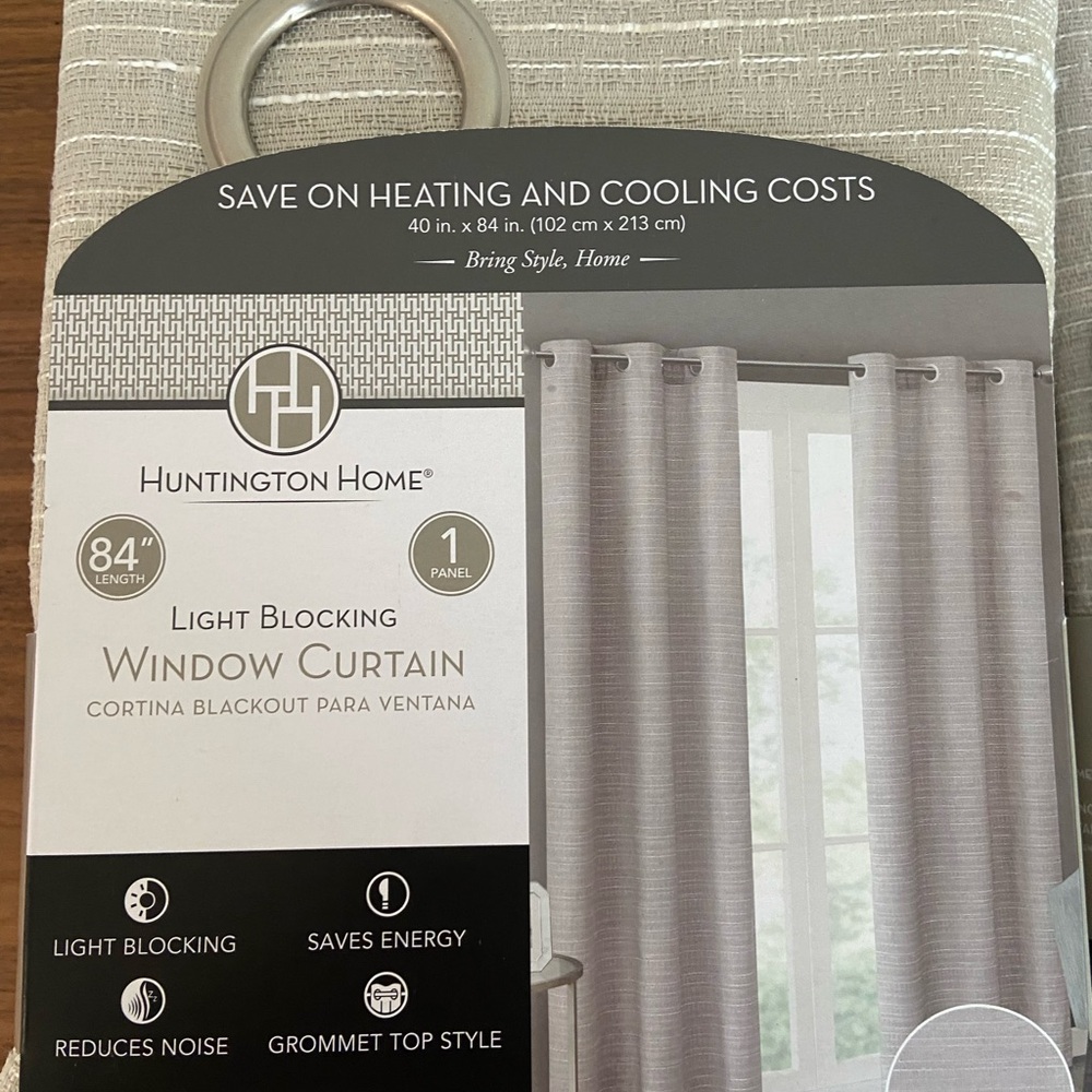 Huntington Home Light Blocking Gray Window Curtain. 3 panels